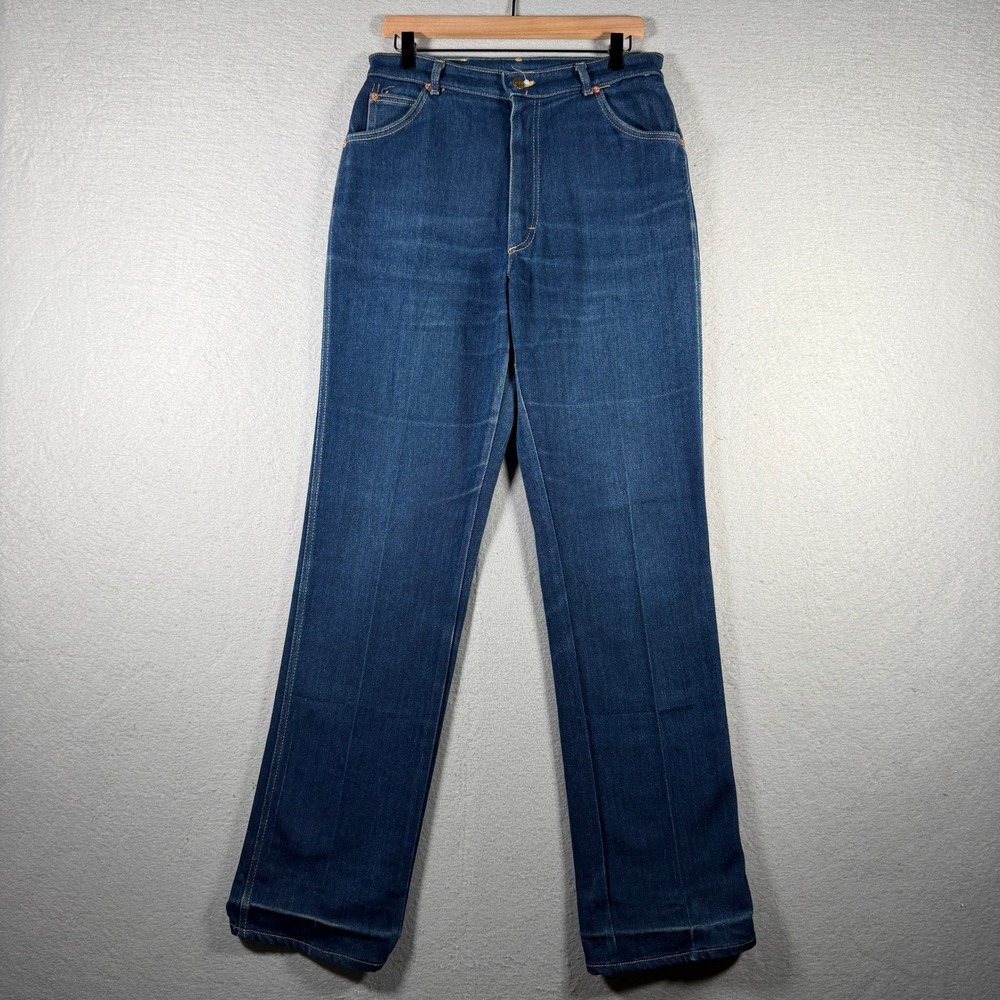 Vintage Lee High Waisted Straight Leg Jeans Blue Dark Wash Made in USA Size 16